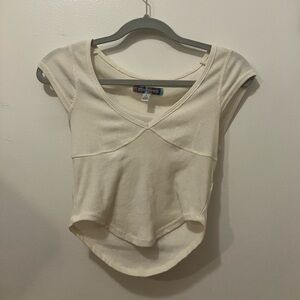 Urban Outfitters White Ribbed Crop Top Baby Tee Small